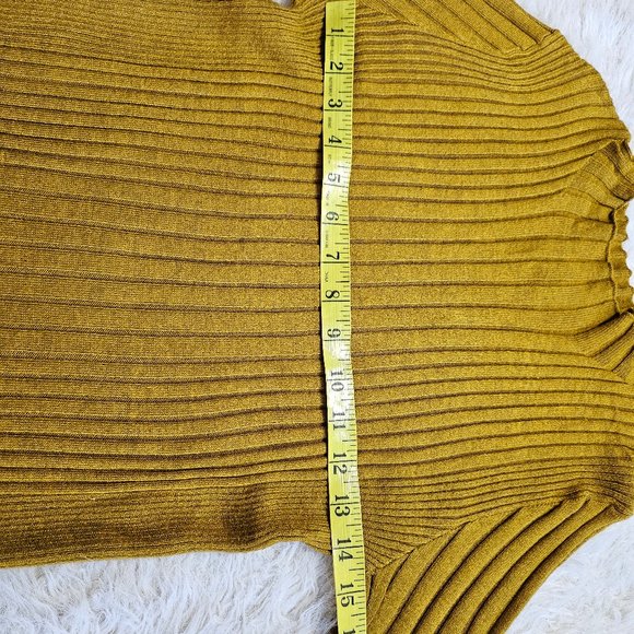 Atmosphere Women's Mustard Yellow Stretch Knitted 3/4 Sleeves Sweat Shirt - Picture 3 of 8